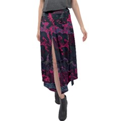 Granite Glitch Velour Split Maxi Skirt by MRNStudios