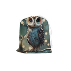 Owl Bird Bird Of Prey Ornithology Animal Drawstring Pouch (medium) by Pakemis