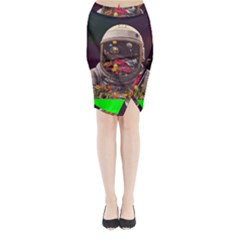 Astronaut Universe Planting Flowers Cosmos Jpg Midi Wrap Pencil Skirt by Pakemis