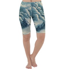 Mountains Alps Nature Clouds Sky Fresh Air Cropped Leggings  by Pakemis