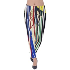 Abstract Trees Colorful Artwork Woods Velvet Leggings by Pakemis