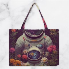 Astronaut Universe Planting Flowers Cosmos Art Medium Tote Bag by Pakemis