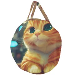 Cute Cat Cat Feline 3d Giant Round Zipper Tote by Pakemis