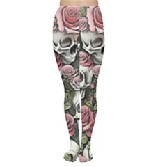 Skulls Roses Wallpaper Garden Artwork Tights by Pakemis