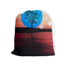 Surreal Fantasy Abstract Art Creativity Horizon Drawstring Pouch (xl) by Pakemis