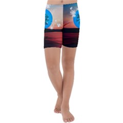 Surreal Fantasy Abstract Art Creativity Horizon Kids  Lightweight Velour Capri Yoga Leggings by Pakemis