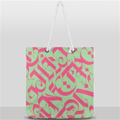 Pattern Ornament Gothic Style Elegant Font Tattoos Full Print Rope Handle Tote (large) by Pakemis