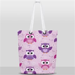 Seamless Cute Colourfull Owl Kids Pattern Full Print Rope Handle Tote (small) by Pakemis