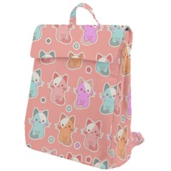 Cute Kawaii Kittens Seamless Pattern Flap Top Backpack by Pakemis