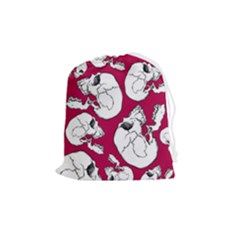 Terrible Frightening Seamless Pattern With Skull Drawstring Pouch (medium) by Pakemis