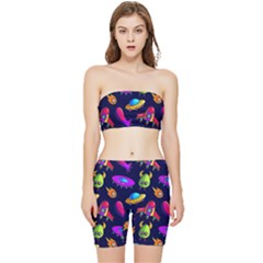 Space Pattern Stretch Shorts And Tube Top Set by Pakemis