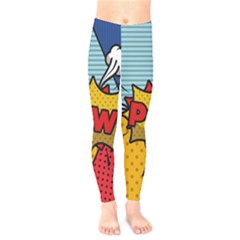 Pow Word Pop Art Style Expression Vector Kids  Leggings by Pakemis