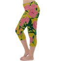 Pink Flower Seamless Pattern Lightweight Velour Capri Yoga Leggings View2