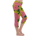 Pink Flower Seamless Pattern Lightweight Velour Capri Yoga Leggings View3