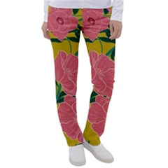 Pink Flower Seamless Pattern Women s Casual Pants by Pakemis