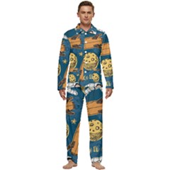 Missile Pattern Men s Long Sleeve Velvet Pocket Pajamas Set by Pakemis