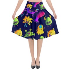 Space Patterns Flared Midi Skirt by Pakemis