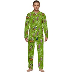 Seamless Pattern With Kids Men s Long Sleeve Velvet Pocket Pajamas Set by Pakemis