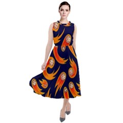 Space Patterns Pattern Round Neck Boho Dress by Pakemis