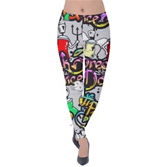 Hip Hop Background Velvet Leggings by Pakemis