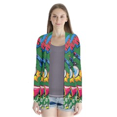 Pop Art Colorful Seamless Pattern Drape Collar Cardigan by Pakemis