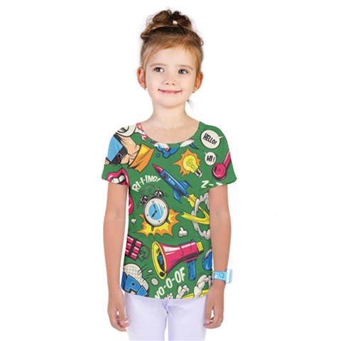 Pop Art Colorful Seamless Pattern Kids  One Piece Tee by Pakemis