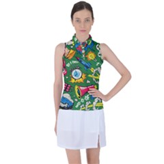 Pop Art Colorful Seamless Pattern Women s Sleeveless Polo Tee by Pakemis