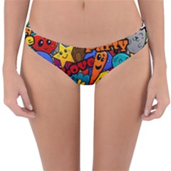 Graffiti Characters Seamless Pattern Reversible Hipster Bikini Bottoms by Pakemis