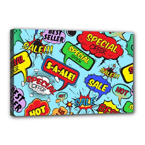 Comic Bubbles Seamless Pattern Canvas 18  X 12  (stretched) by Pakemis