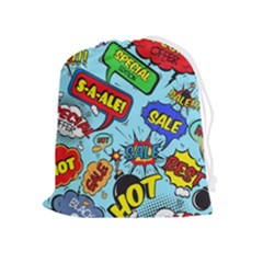 Comic Bubbles Seamless Pattern Drawstring Pouch (xl) by Pakemis