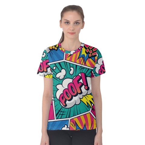 Comic Colorful Seamless Pattern Women s Cotton Tee by Pakemis