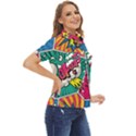 Comic Colorful Seamless Pattern Women s Short Sleeve Double Pocket Shirt View2