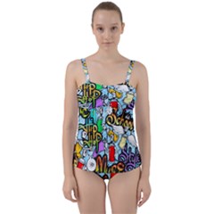 Graffiti Characters Seamless Patterns Twist Front Tankini Set by Pakemis