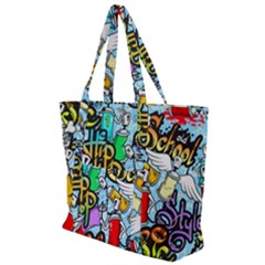 Graffiti Characters Seamless Patterns Zip Up Canvas Bag by Pakemis