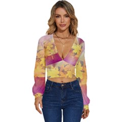 Colorful Nature Long Sleeve Deep-v Velour Top by Sparkle