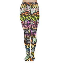 Graffiti Word Seamless Pattern Tights by Pakemis