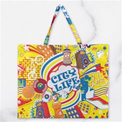 Colorful City Life Horizontal Seamless Pattern Urban City Zipper Large Tote Bag by Pakemis