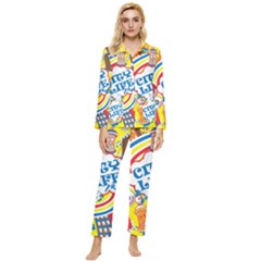 Colorful City Life Horizontal Seamless Pattern Urban City Womens  Long Sleeve Velvet Pocket Pajamas Set by Pakemis