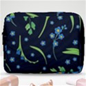 Abstract Wild Flower Dark Blue Background Blue Flowers Blossoms Flat Retro Seamless Pattern Daisy Make Up Pouch (Large) View1