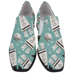 Cute Seamless Pattern With Rocket Planets Stars Women Slip On Heel Loafers by Pakemis