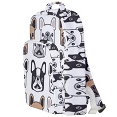 Dog French Bulldog Seamless Pattern Face Head Double Compartment Backpack by Pakemis