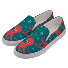 Cute Smiling Red Octopus Swimming Underwater Men s Canvas Slip Ons by Pakemis