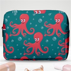 Cute Smiling Red Octopus Swimming Underwater Make Up Pouch (large) by Pakemis