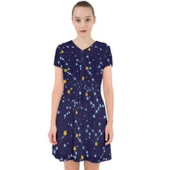 Seamless Pattern With Cartoon Zodiac Constellations Starry Sky Adorable In Chiffon Dress by Pakemis