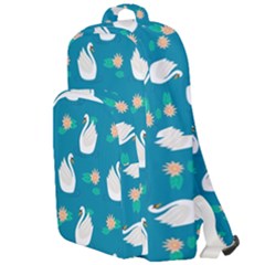 Elegant Swan Pattern With Water Lily Flowers Double Compartment Backpack by Pakemis