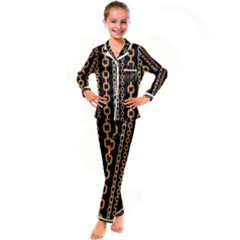 Gold-chain-jewelry-seamless-pattern Kid s Satin Long Sleeve Pajamas Set by Pakemis