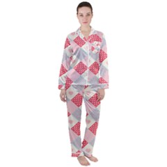 Cute-kawaii-patches-seamless-pattern Women s Long Sleeve Satin Pajamas Set	 by Pakemis