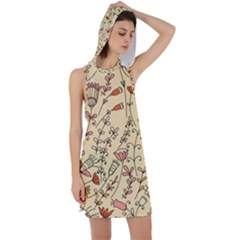 Seamless-pattern-with-different-flowers Racer Back Hoodie Dress by Pakemis