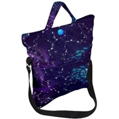 Realistic-night-sky-poster-with-constellations Fold Over Handle Tote Bag by Pakemis