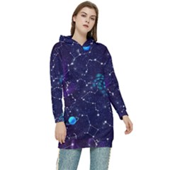 Realistic-night-sky-poster-with-constellations Women s Long Oversized Pullover Hoodie by Pakemis